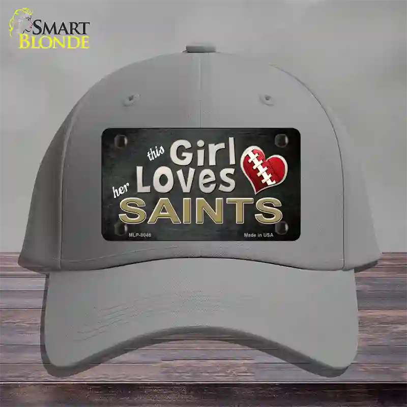 This Girl Loves Her Saints Novelty License Plate Hat Cotton / Gray