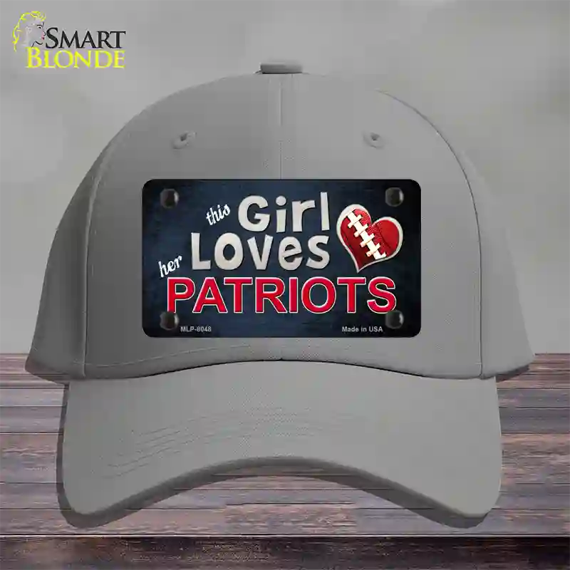 This Girl Loves Her Patriots Novelty License Plate Hat Cotton / Gray