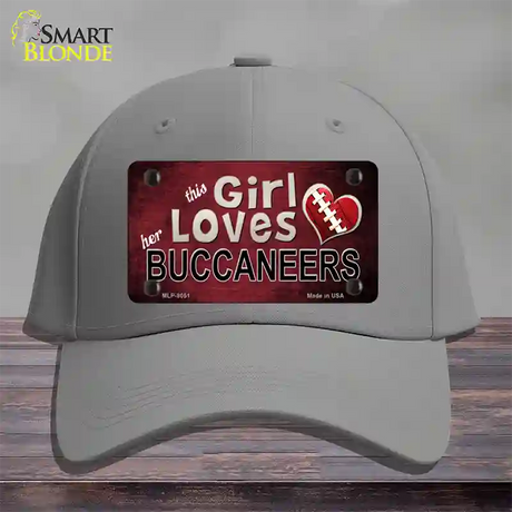 This Girl Loves Her Buccaneers Novelty License Plate Hat Cotton / Gray