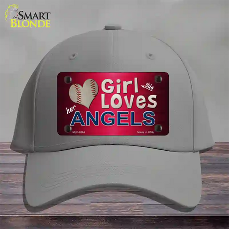 This Girl Loves Her Angels Novelty License Plate Hat Cotton / Gray