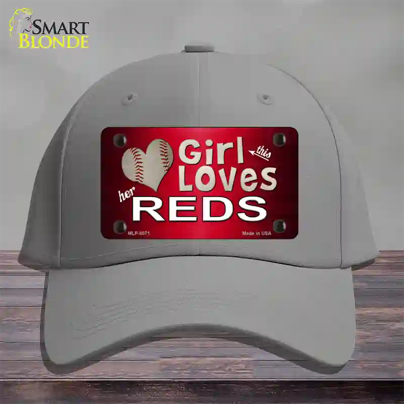 This Girl Loves Her Reds Novelty License Plate Hat Cotton / Gray