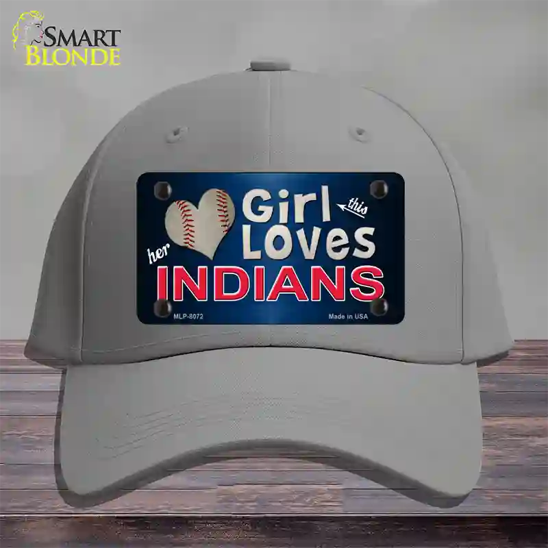 This Girl Loves Her Indians Novelty License Plate Hat Cotton / Gray