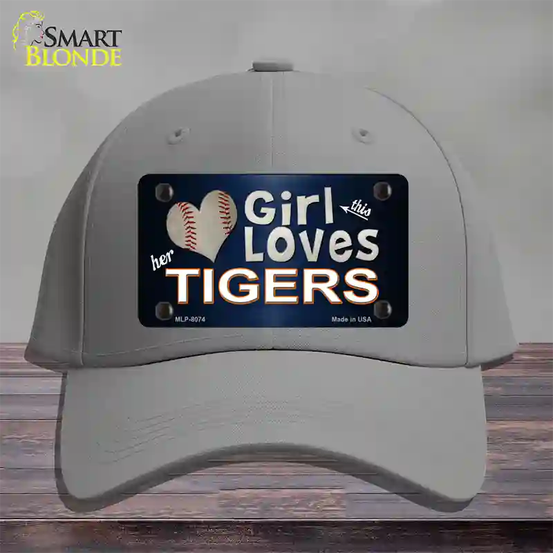 This Girl Loves Her Tigers Novelty License Plate Hat Cotton / Gray