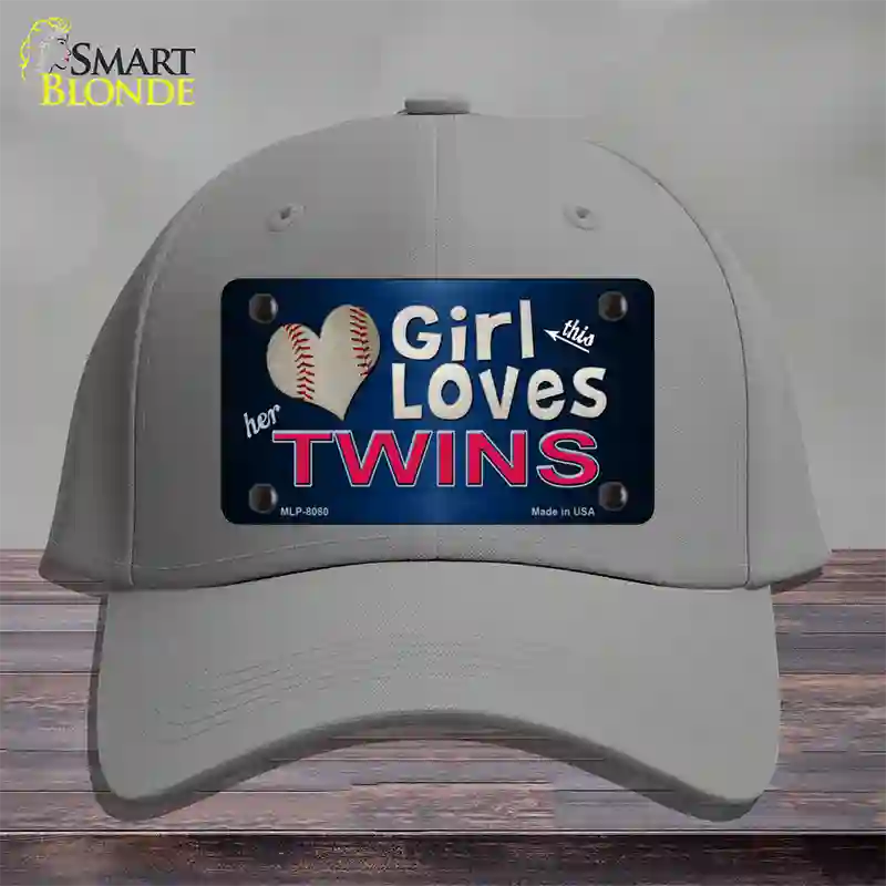 This Girl Loves Her Twins Novelty License Plate Hat Cotton / Gray