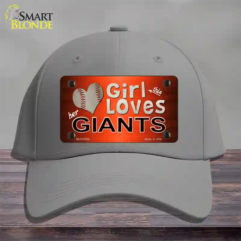 This Girl Loves Her Giants Baseball Novelty License Plate Hat Cotton / Gray