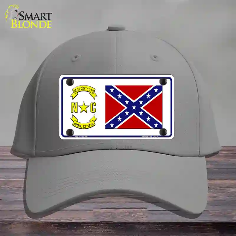 Confederate Flag North Carolina Novelty License Plate Hat Cotton / Gray