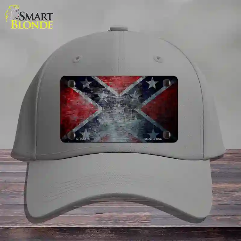 Confederate Flag Scratched Novelty License Plate Hat Cotton / Gray