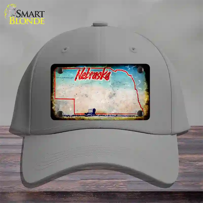 Nebraska Rusty Blank Novelty License Plate Hat Cotton / Gray