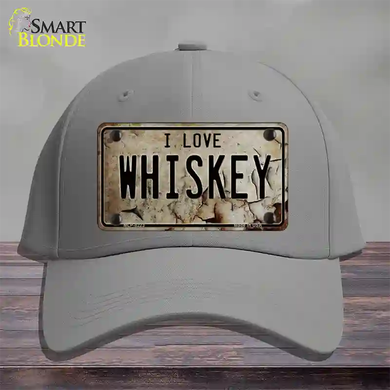 I Love Whiskey Novelty License Plate Hat Cotton / Gray