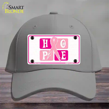 Hope Breast Cancer Ribbon Novelty License Plate Hat Cotton / Gray