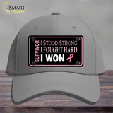 Breast Cancer Survivor Ribbon Novelty License Plate Hat Cotton / Gray