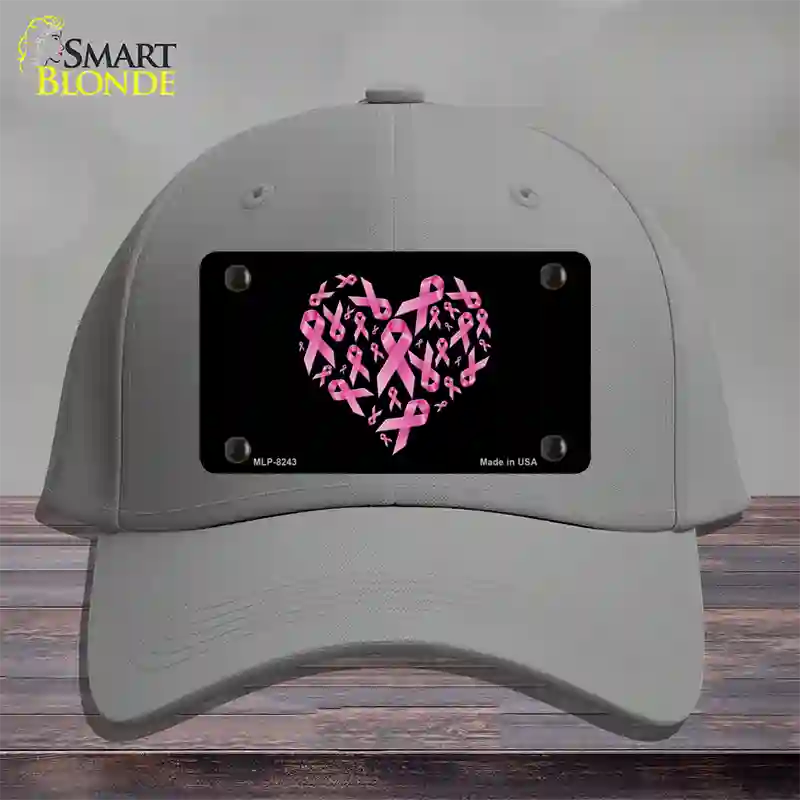 Pink Ribbons Novelty License Plate Hat Cotton / Gray