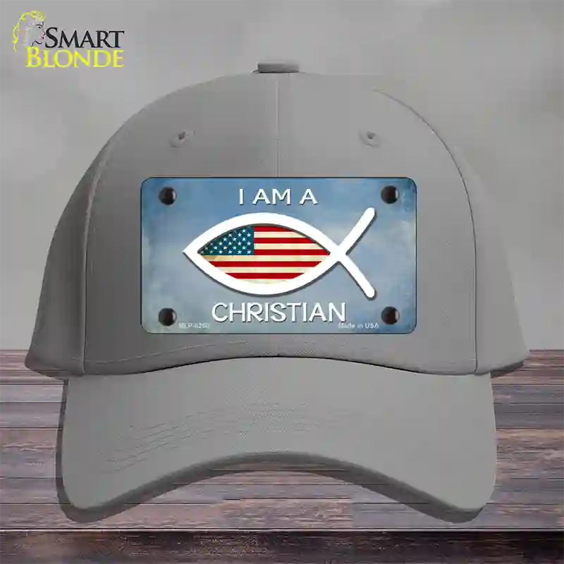 I Am A Christian Novelty License Plate Hat Cotton / Gray