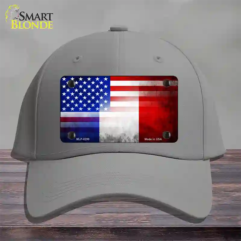 United States France Flag Fade Novelty License Plate Hat Cotton / Gray