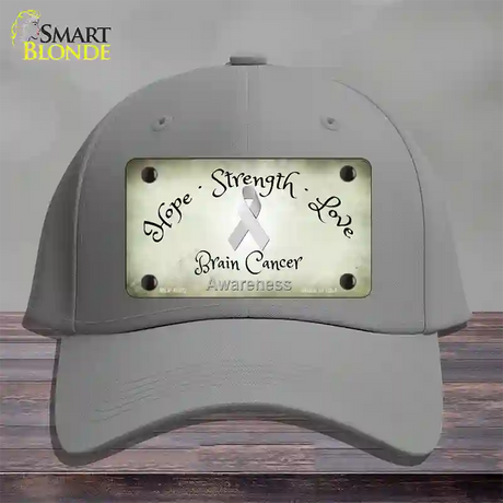 Brain Cancer Ribbon Novelty License Plate Hat Cotton / Gray