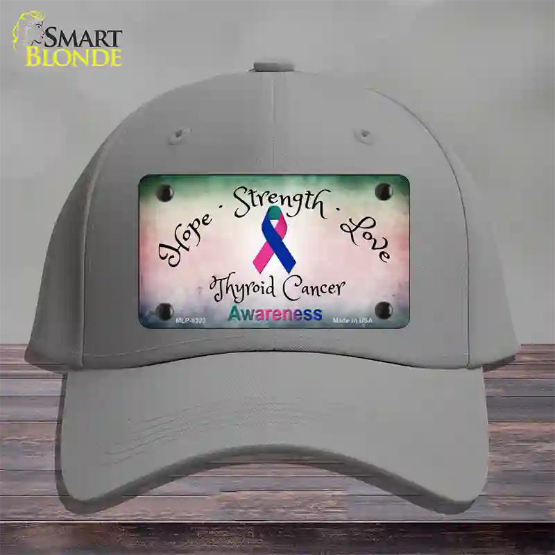 Thyroid Cancer Ribbon Novelty License Plate Hat Cotton / Gray