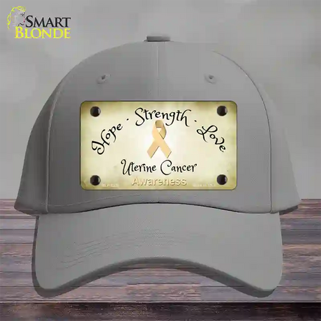 Uterine Cancer Ribbon Novelty License Plate Hat Cotton / Gray