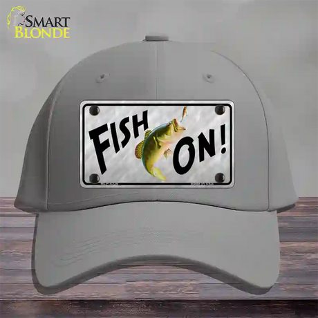 Fish On Novelty License Plate Hat Cotton / Gray