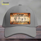 Doors Locked Your Protection Novelty License Plate Hat Cotton / Gray