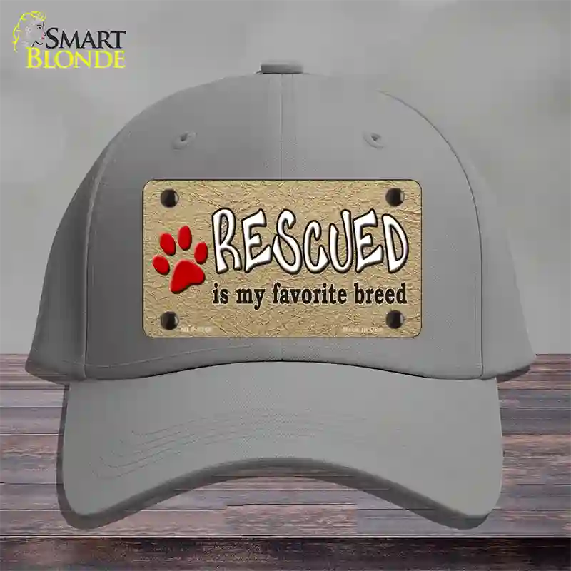 Rescued Is My Favorite Novelty License Plate Hat Cotton / Gray