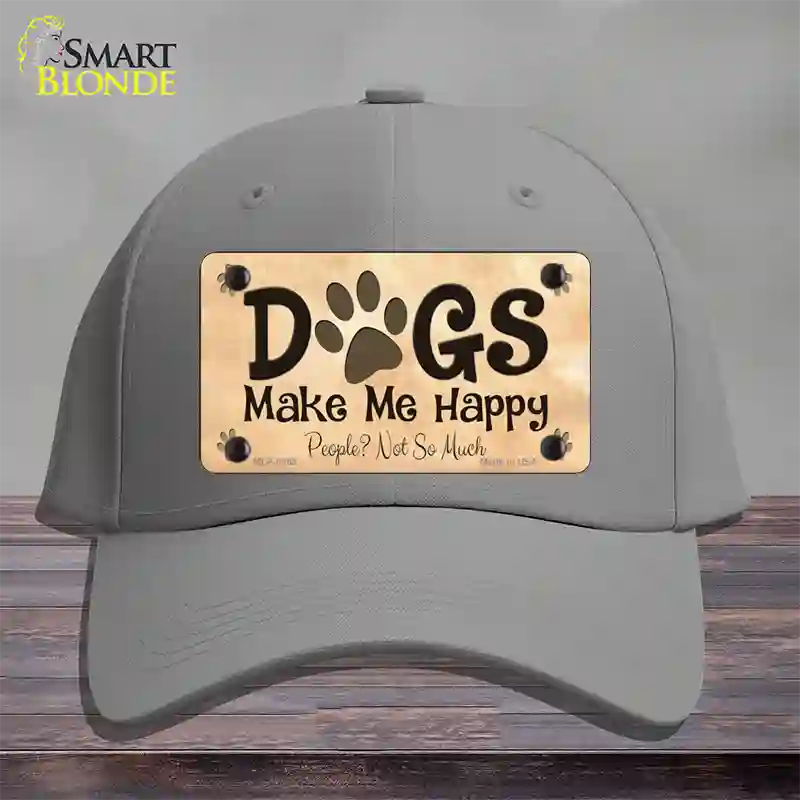 Dogs Make Me Happy Novelty License Plate Hat Cotton / Gray