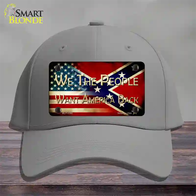 We The People American Confederate Novelty License Plate Hat Cotton / Gray