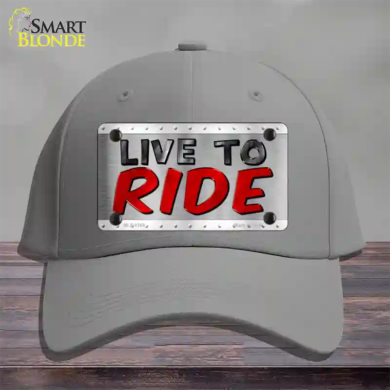 Live To Ride Shiny Novelty License Plate Hat Cotton / Gray