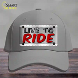 Live To Ride Shiny Novelty License Plate Hat Cotton / Gray