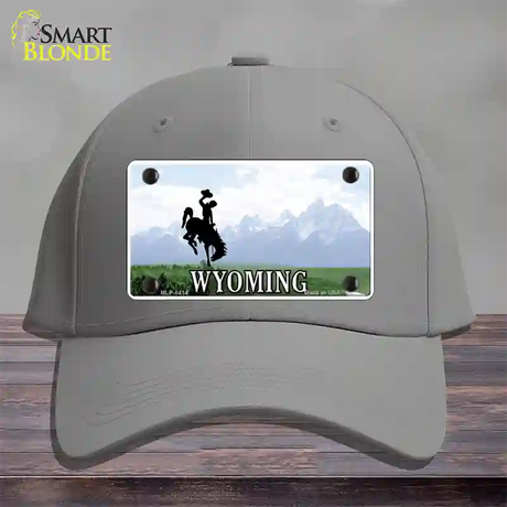 Wyoming State Novelty License Plate Hat Cotton / Gray