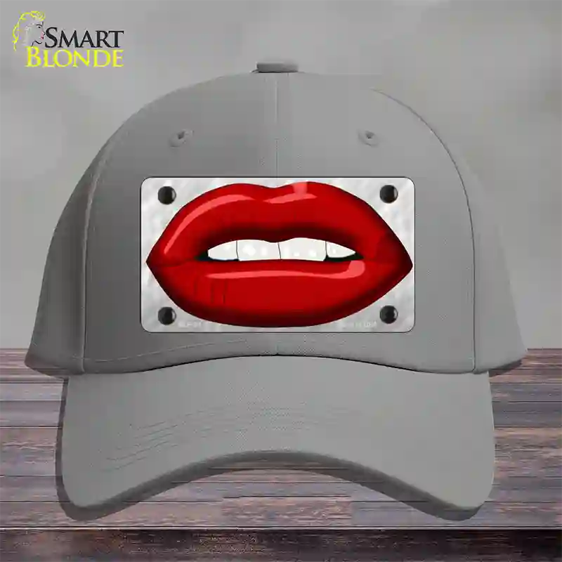 Red Lips Novelty License Plate Hat Cotton / Gray