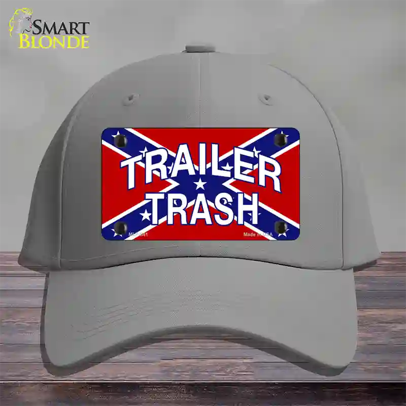 Trailer Trash Confederate Flag Novelty License Plate Hat Cotton / Gray