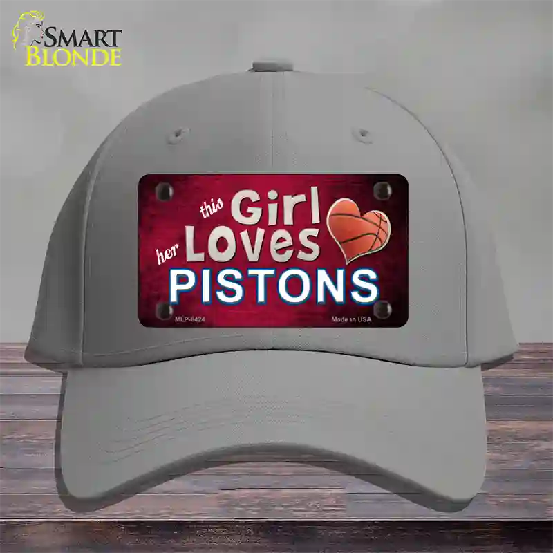 This Girl Loves Her Pistons Novelty License Plate Hat Cotton / Gray