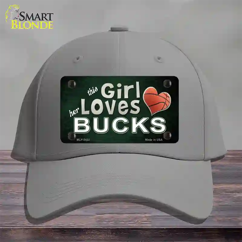 This Girl Loves Her Bucks Novelty License Plate Hat Cotton / Gray