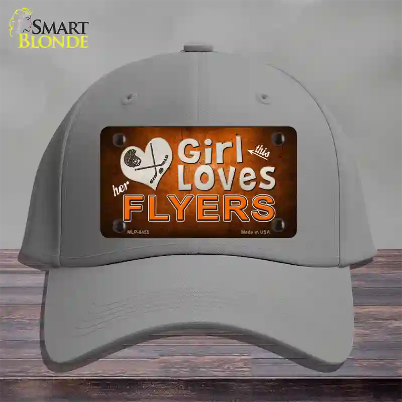 This Girl Loves Her Flyers Novelty License Plate Hat Cotton / Gray