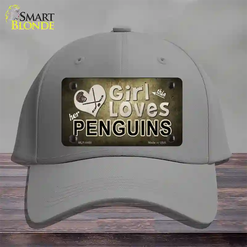 This Girl Loves Her Penguins Novelty License Plate Hat Cotton / Gray