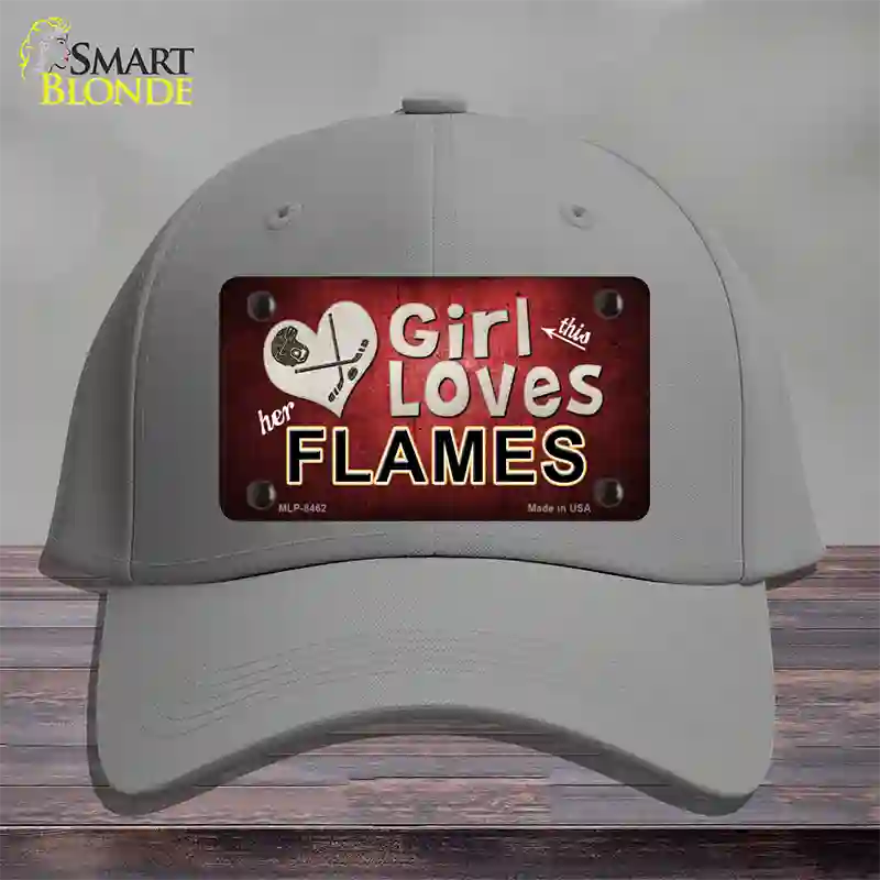 This Girl Loves Her Flames Novelty License Plate Hat Cotton / Gray