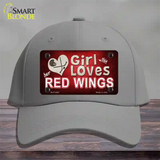 This Girl Loves Her Red Wings Novelty License Plate Hat Cotton / Gray