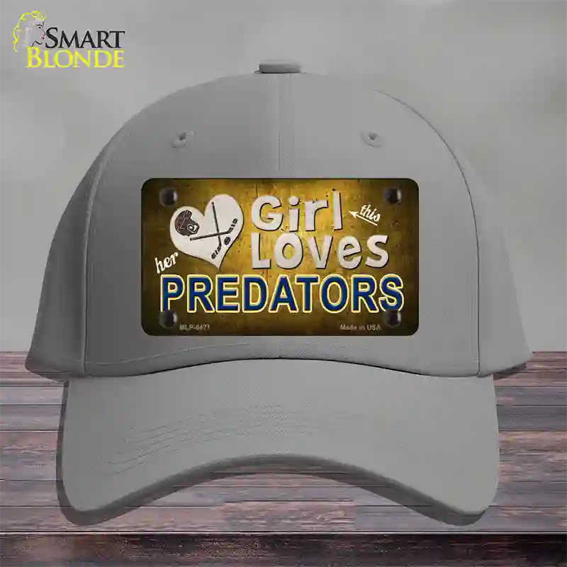 This Girl Loves Her Predators Novelty License Plate Hat Cotton / Gray