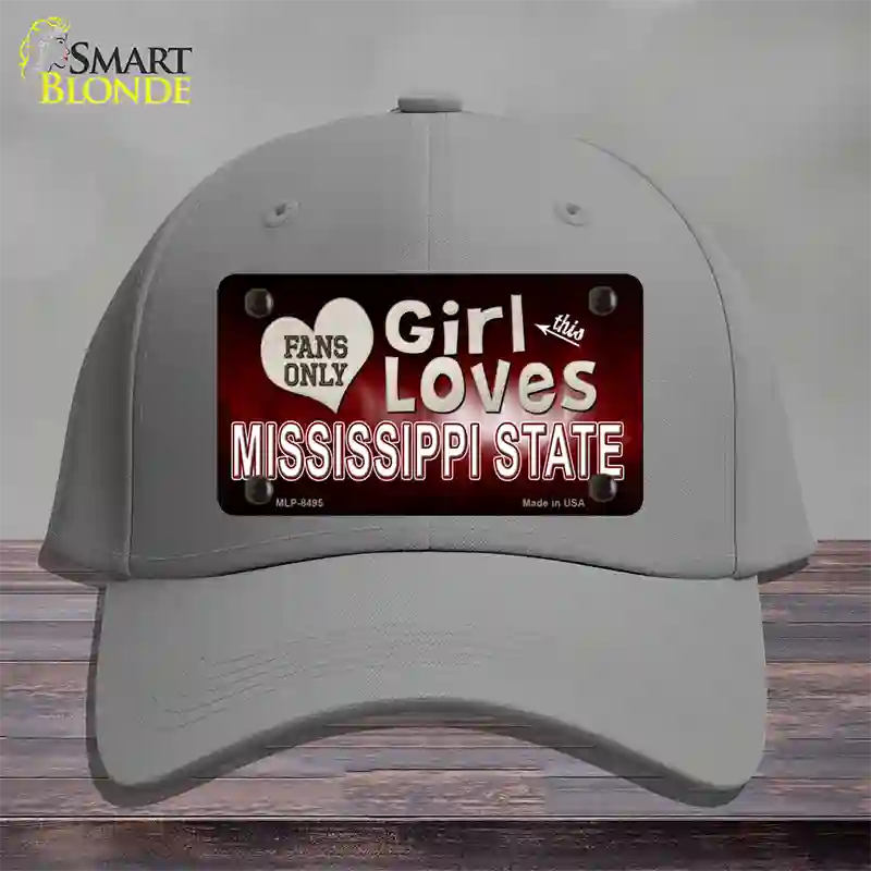 This Girl Loves Mississippi State Novelty License Plate Hat Cotton / Gray