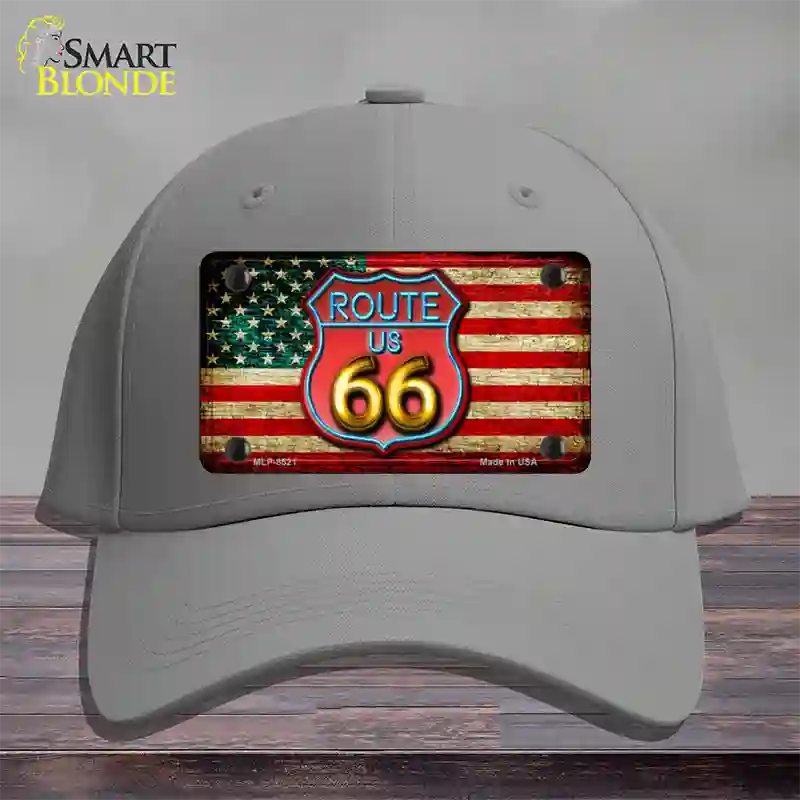 American Route 66 Neon Novelty License Plate Hat Cotton / Gray