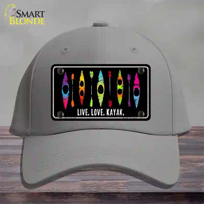 Live Love Kayak Novelty License Plate Hat Cotton / Gray