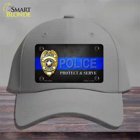 Police Badge Thin Blue Line Novelty License Plate Hat Cotton / Gray