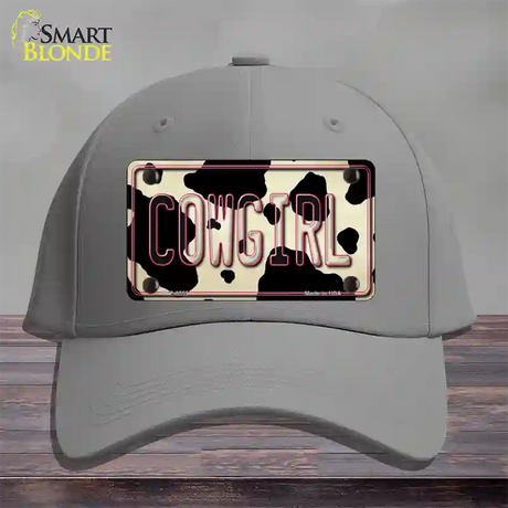 Cowgirl Cow Novelty License Plate Hat Cotton / Gray