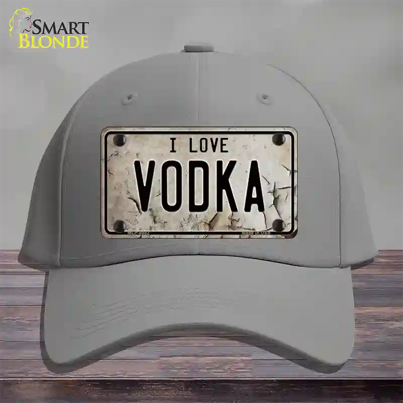 I Love Vodka Novelty License Plate Hat Cotton / Gray