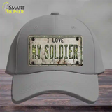 I Love My Solider Novelty License Plate Hat Cotton / Gray