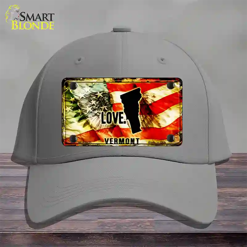 Vermont Love Novelty License Plate Hat Cotton / Gray