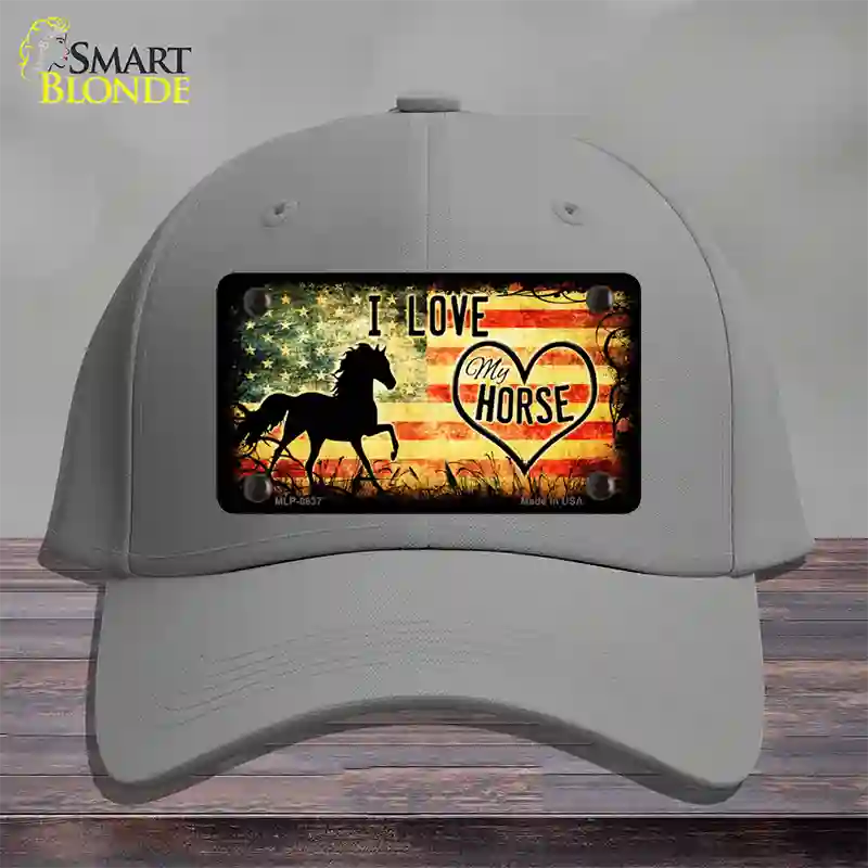 I Love My Horse Novelty License Plate Hat Cotton / Gray