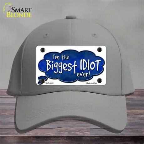 Biggest Idiot Novelty License Plate Hat Cotton / Gray