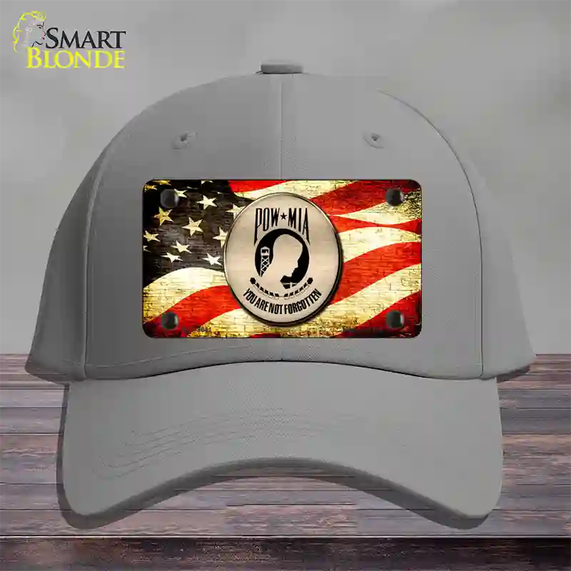 POW MIA With USA Flag Novelty License Plate Hat Cotton / Gray