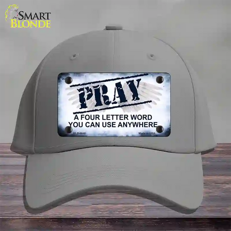 Pray Novelty License Plate Hat Cotton / Gray